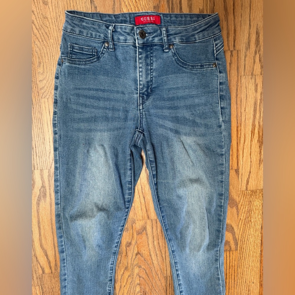 Guess Jeans Womens Medium Blue High Rise Skinny Ankle Stretch Denim Tapered Cuff - Picture 3 of 13